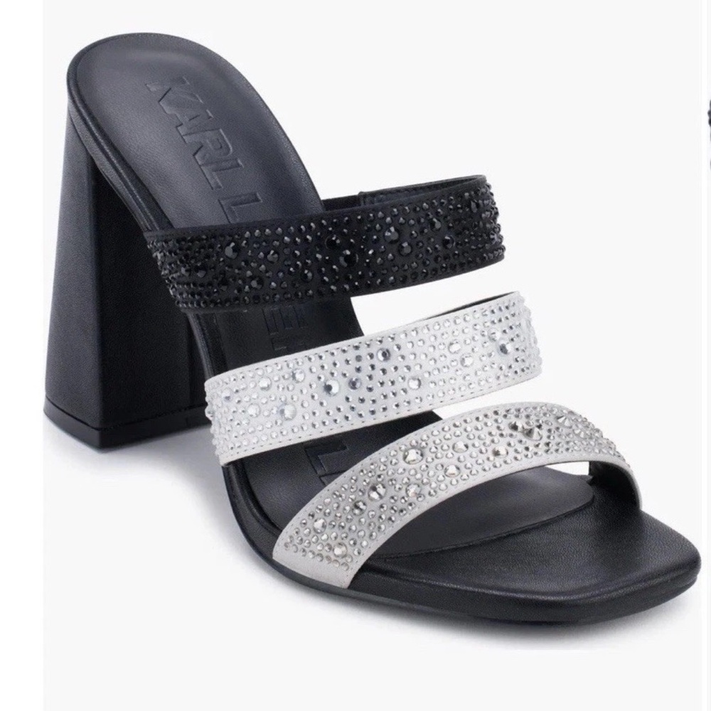 KARL LAGERFELD PARIS Rickie Rhinestone Slide Sandal NEW